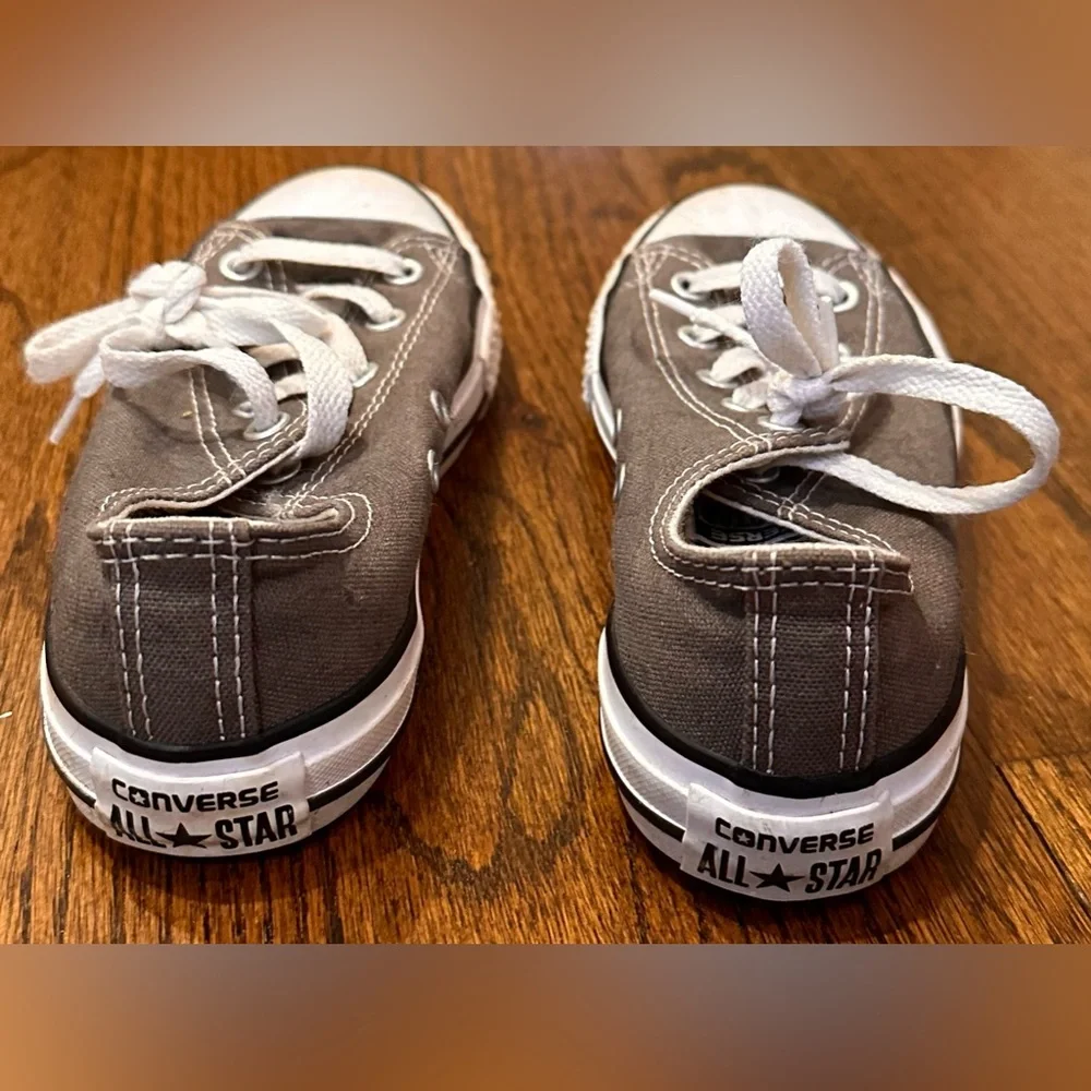 KIDS Youth Converse All Star Low Gray Distressed Style Canvas Sneakers - SIZE 1